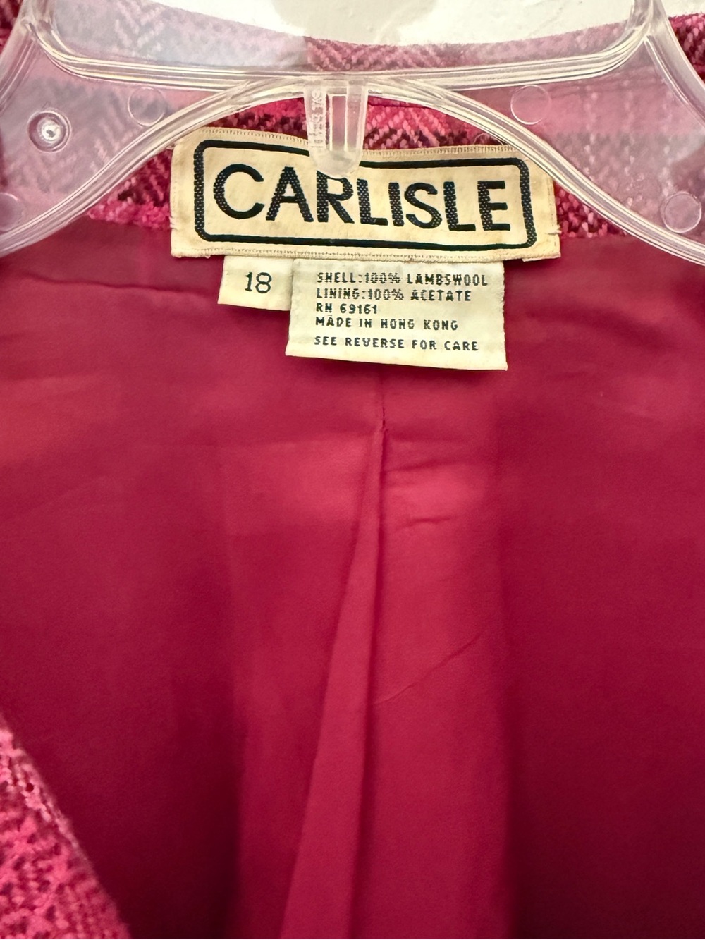 Pink Plaid Tailored Blazer 100% wool - Picture 7 of 7